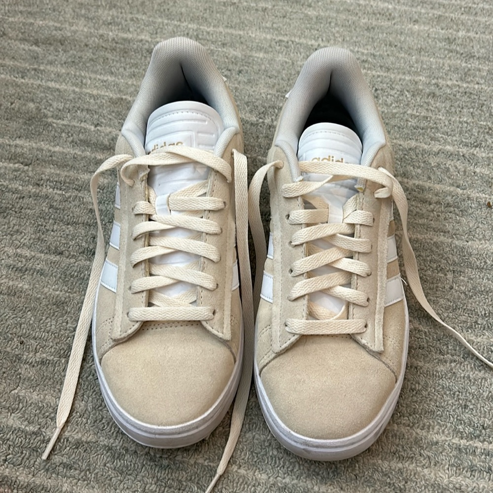 adidas Women's Beige and White Suede Campus-Style Sneakers - Picture 2 of 4